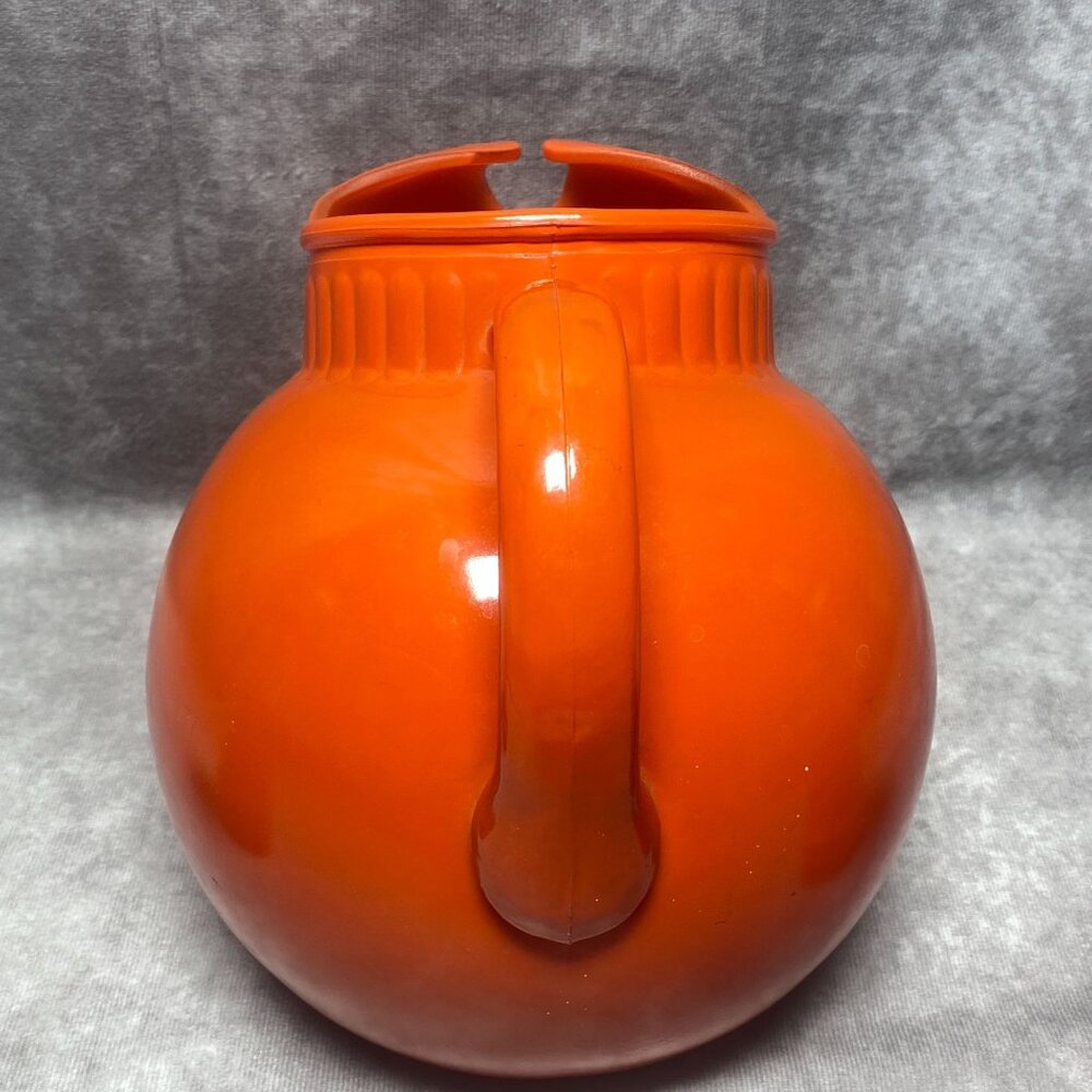 Vintage Anchor Hocking Tilt Ball Orange Ceramic Pitcher Jug & Tumblers Set - Picture 6 of 15